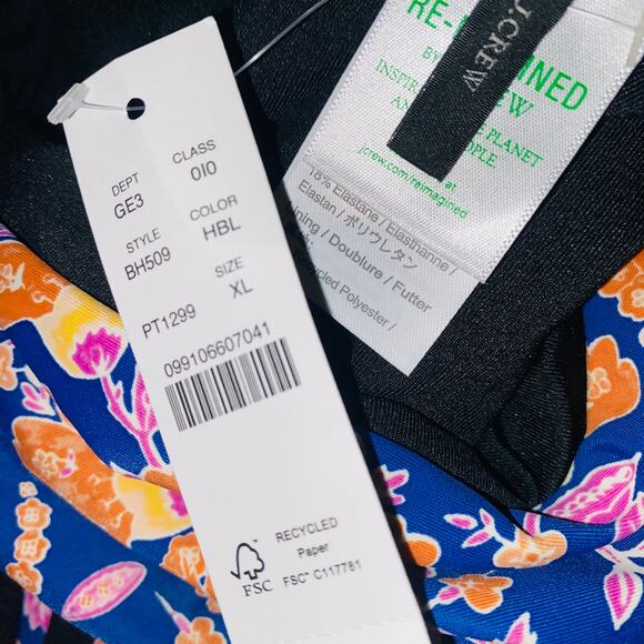 NWT J. Crew Floral Curved Waist Cheeky Bikini Swim Bathing Suit Bottom Size XL - Picture 6 of 8